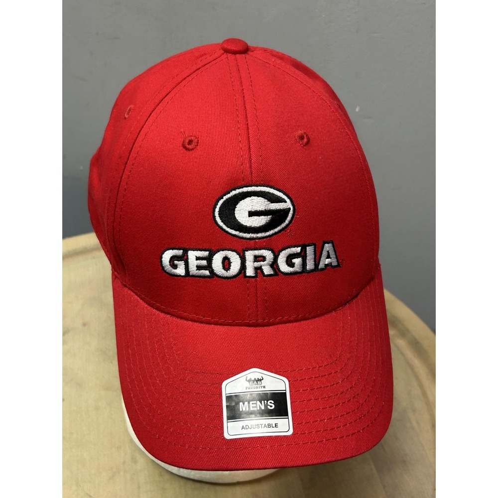 UGA Fan Favorite Hat Cap Strap Back One Size Red Georgia Embroidered Logo Mens